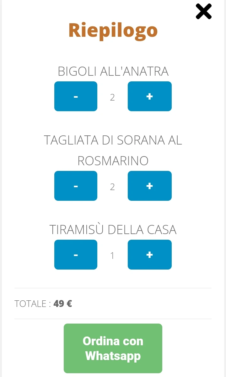 El Menù - gestire ordine da tavolo Whatsapp